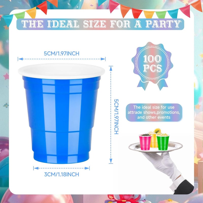 Pineburg 100 Pack 2oz Plastic Shot Cups, Mini Disposable Shot Glasses, Colorful Plastic Shot Glasses for Parties Valentine's Day Carnival Birthday Weddings Party Supplies(Colord) - Image 2